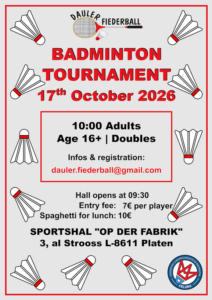 Tournoi / Tournament (Preizerdaul) @ Sportshall "OP DER FABRIK"